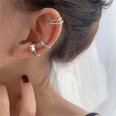 Three-piece Geometric Earrings Female Double-layer Twist Earrings Without Pierced Ears