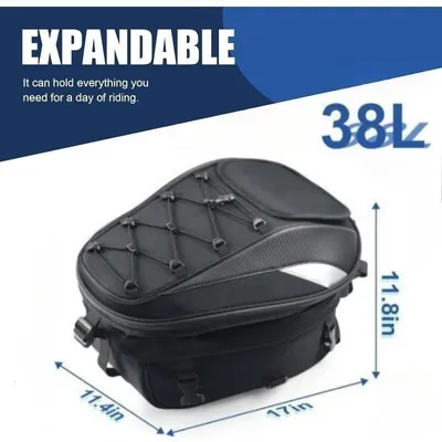 Motorcycle Rear Seat Tail Bag Motorbike Luggage Helmet Storage Backpack Grey