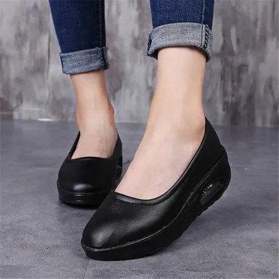 Plus size women's casual heightened wedge heel shoes