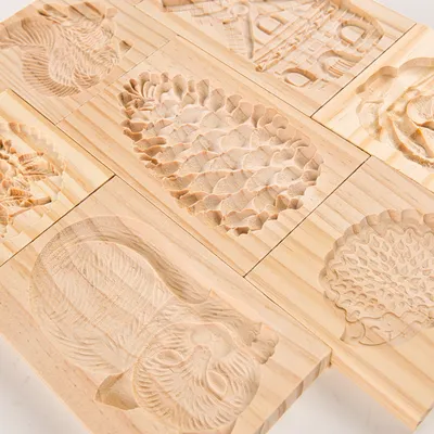 Wooden Gingerbread Cookie Mold Pine Nuts Rose Flower Cookie Mold Wooden Rose Flower Christmas Kitchen Tools