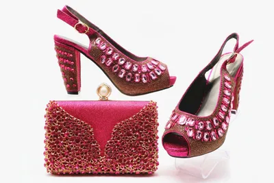 Large Size Rhinestone Bag With Shoes Wedding Diagonal Fashion
