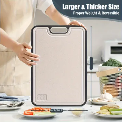 1 Double-sided Household Chopping Board - Anti-slip Base, Easy To Clean With Handle - Made Of Stainless Steel, Suitable For Meat, Vegetable And Fruit Families, Essential Kitchen Tools For Camping And