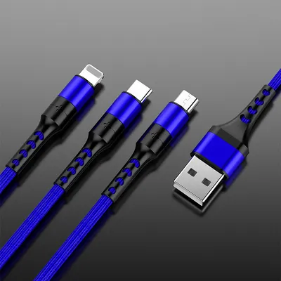 Braided One With Three Data Android Fast Charging Cable