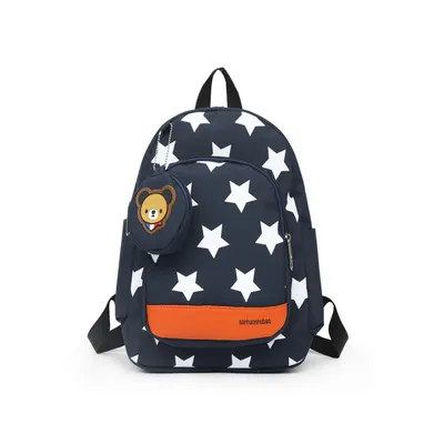 Teens Soccer Fan Backpack,Star Print With Cute Bear Coin Purse, Lightweight Stadium Bag For World Cup, Sports Events & School