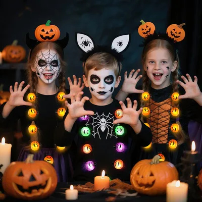 3PCS Halloween Light Up Necklaces, Pumpkin Shaped LED Necklace Halloween Eve Costume Party Accessories 3D Necklace Halloween Accessories For Halloween Party Favors And Supplies Clearance