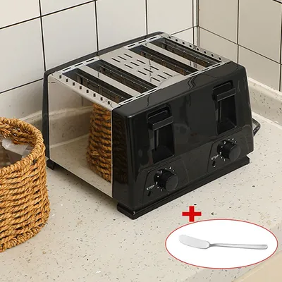 4 Slice Extra Wide Slot With Variable  Defrost Reheat Black Toaster New