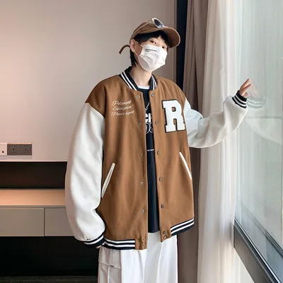 Coat Men's Hong Kong Style Trendy Brand Ins Loose Sports Baseball Uniform Harajuku Style Retro Casual Jacket Top