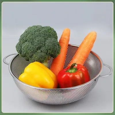 Stainless Steel Drain Basket Kitchen Rice Washing Basket
