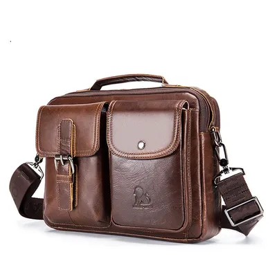 Cowhide men's diagonal bag