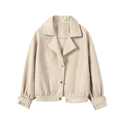 Lapel Lantern Sleeve Loose Biker Suit
