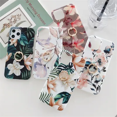 Ring Holder Phone Case Magnolia Flower