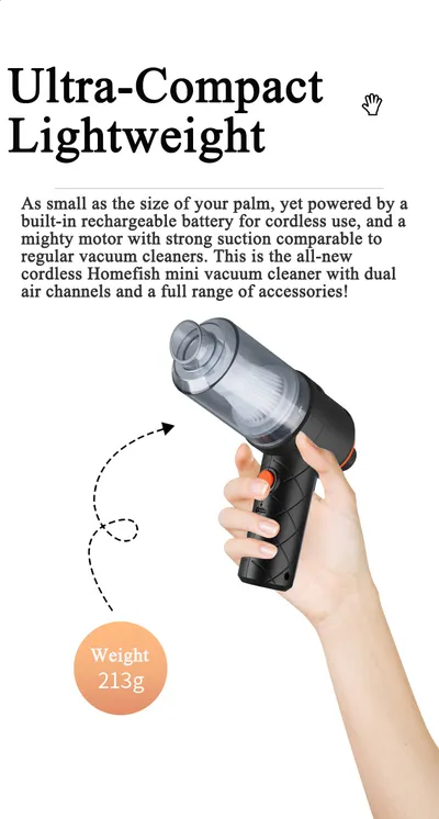 Mini Car Vacuum Cleaner Powerful Cleaning Machine Car Accessories Home Auto Robot Wireless