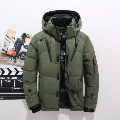 Outdoor Windproof Hooded Jacket Leisure Sports Coat With Pockets Warm Mens Clothing