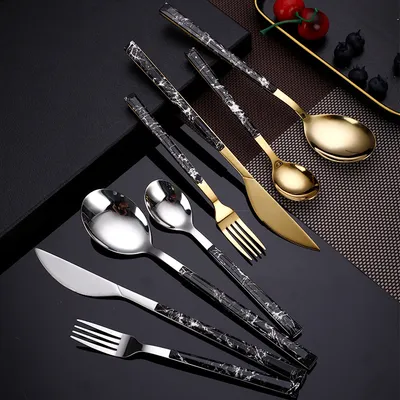 Plastic Handle Knife Fork Spoon Simple Tableware