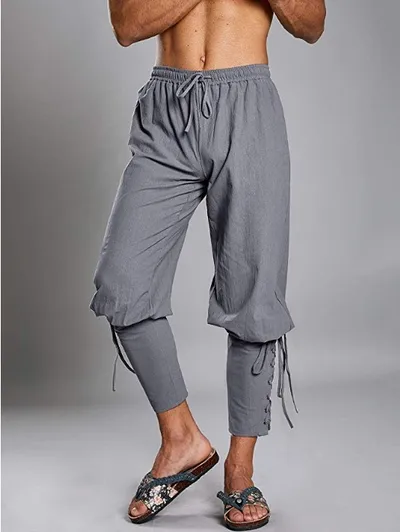 Hip-hop Breathable Cotton And Linen Leisure Sports Tethered Trousers