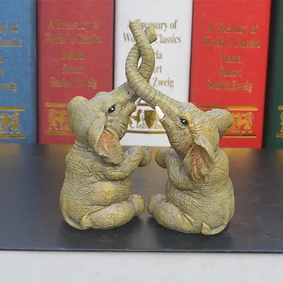 Couple Double Elephant Sculpture Home Decoration Living Room Wine Cabinet Porch Decoration Resin Crafts