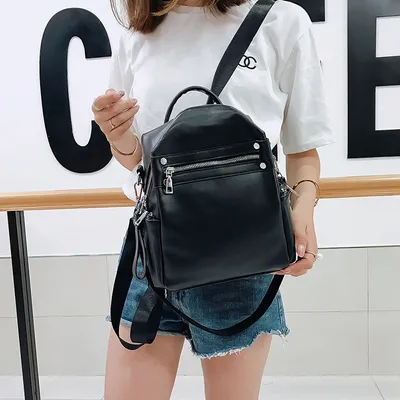 Fashion All-match Soft Leather Personalized School Bag