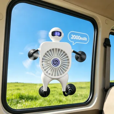 مروحة شفط بسعة 2000 مللي أمبير، مزودة بأذرع وأرجل قابلة للثني، يمكن تثبيتها على أسطح مثل الأبواب الزجاجية والجدران وجوانب الخزائن. مثالية للحمامات والمطابخ وعربات الأطفال ومراوح السيارات ومراوح الحمام