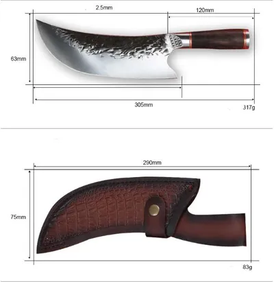 Double Steel Head And Wooden Handle Bone Cutting Knife Kitchen Supplies