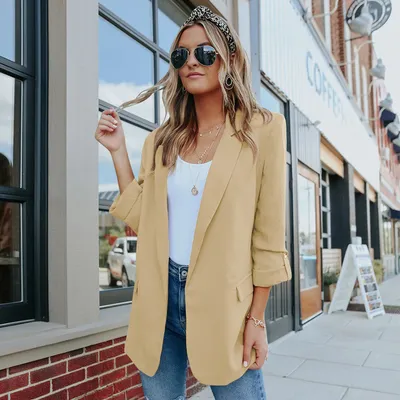 Pure Color Lapel Casual Fashion Small Suit