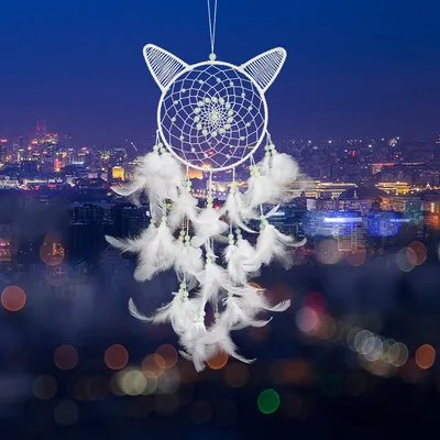 Creative Kitten-shaped Decoration Bedroom Pendants Home Dream Catcher Hanging Decoration Net