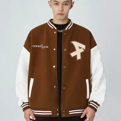 American Retro Alphabet Embroidered Baseball Uniform Coat