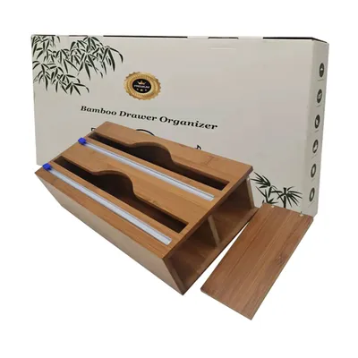 Bamboo Cling Film Cutter Box Kitchen Supplies