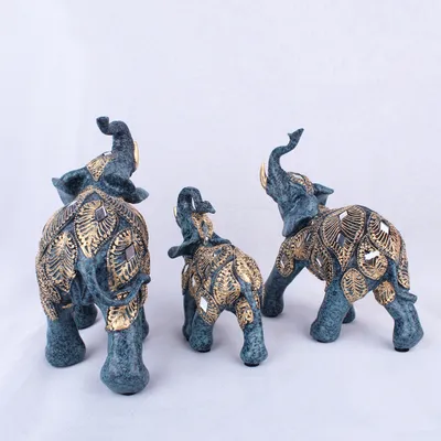 Craft Resin European Pattern Brown Family Carnival Elephant Resin Ornament