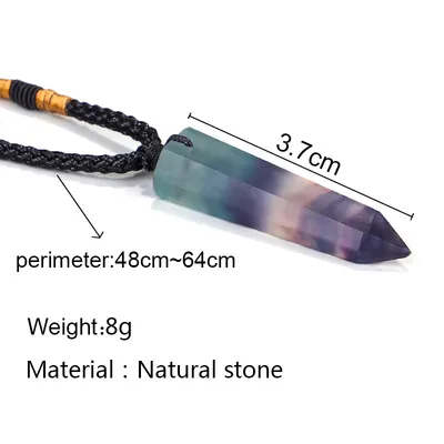 Colorful Fluorite Column Pendant Necklace Color Fluorite Hexagonal Column Pendant
