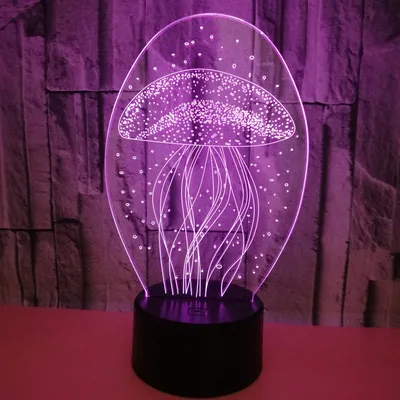 New jellyfish 3D night light remote control 3D light colorful touch led visual light gift atmosphere 3D table light