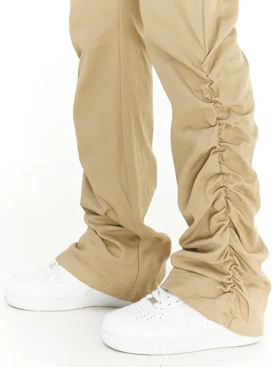 High Street Trendy Two-tone Pleated Casual Pants