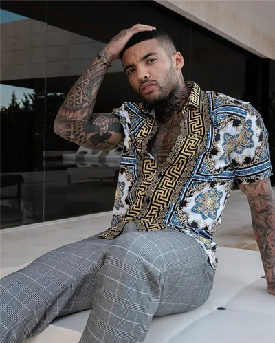 Cross-Border Hot Models Amazon Ebay European And American Men's Short-Sleeved Fashion Shirts Shirts New Tops Men's Trend