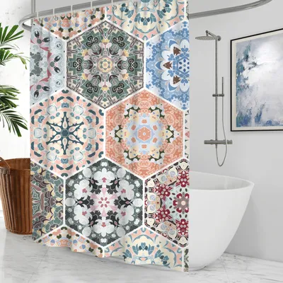 Waterproof Shower Curtain Cross-border Amazon Polyester Toilet Shower Curtain
