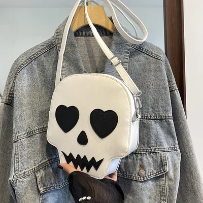 Cute Halloween Skull Small Shoulder Bags With Love Eyes Fashion Personality Crossbody Bag