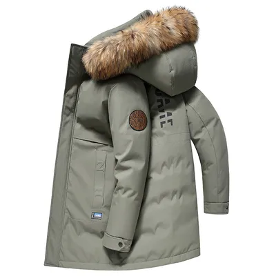 Men's Winter New Medium Long Raccoon Dog Fur Collar Outdoor Extremely Cold Down Jacket