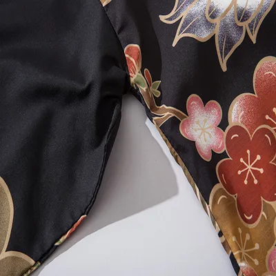 Japanese Kimono Ukiyo-e Robe Crane Print Three-quarter Sleeve Loose Men's And Women's Fashion Buckle-free Shirt