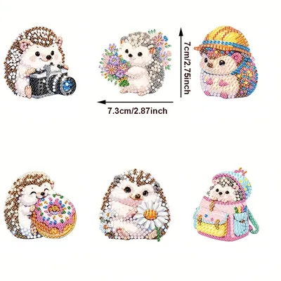 DIY Diamond Painting Keychain - Hedgehog Pattern, DIY Decorations, Diamond Kit Craft Supplies, Handmade Mosaic Painting Keychain DIY Set Suitable For Beginners, Creative Handmade Craft Gift Set