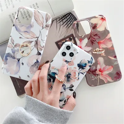 Ring Holder Phone Case Magnolia Flower