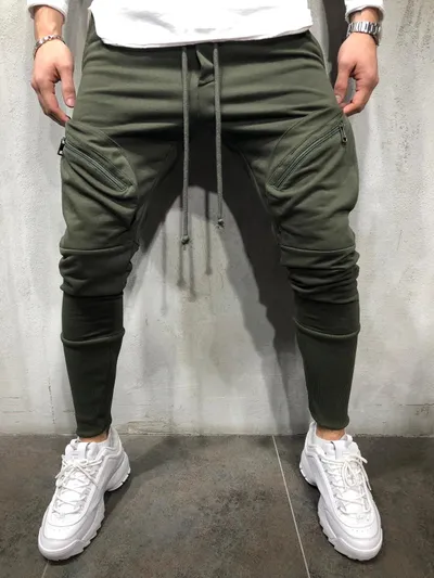 Men Sports Zipper Casual Pants