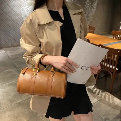 Genuine Leather Melard Vintage Handbag, Cross-Border Women's Bag, Light Luxury Chic Boston Top-Layer Cowhide Shoulder Bag