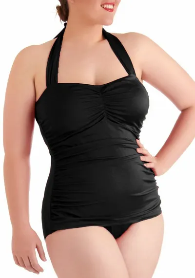 Women's Large Size One-piece Swimsuit Slimming Triangle Small Skirt Show Steel Support