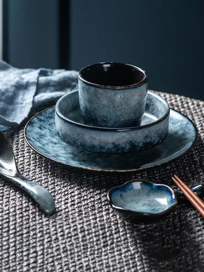 Japanese-style Hotel Table Display Tableware Four-piece Bowl And Dish Set Single Restaurant Restaurant Hot Pot Restaurant Commercial Logo