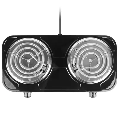 2 Color Options -- 1Pc 2000W Electric Double Burner For Spring Season Cooking Portable Coil Heating Hot Plate Stove Countertop RV Hotplate With Non Slip Rubber Feet 5 Temperature Adjustments