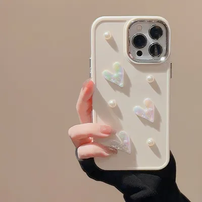 Milky White Pearl Heart Phone Case
