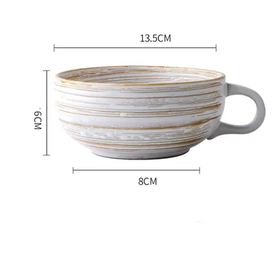 Old Time Large Retro Hand-painted Ceramic Mug
