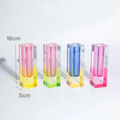 Creative Minimalist Ins Acrylic Square Column Vase Craft Gift