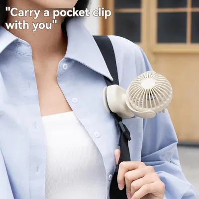 مروحة محمولة بمشبك USB برأس قابل للتعديل بزاوية 360 درجة، وبطارية قابلة للشحن، وتشغيل هادئ - لتبريد المكتب، وجانب السرير، وغرف النوم، والمكاتب