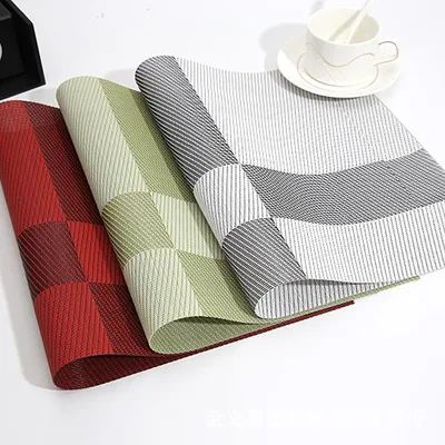 Double-sided Series Pvc Plaid Placemat Woven Insulation Tableware Mat Teslin Rectangular Hotel Western-style Placemat