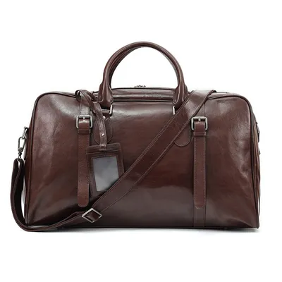 Vegetable Tanned Leather Luggage Bag, Men's Bag, Sports And Fitness Bag, Genuine Leather Business Handbag, Short Distance Outdoor Travel Bag