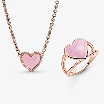 Diamond Love Ring Necklace Set Women